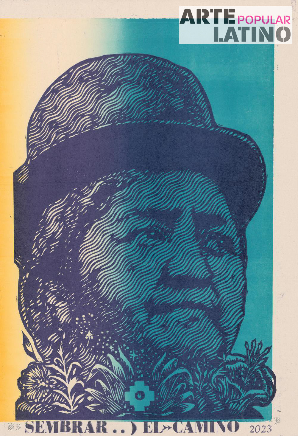 "P/A Sembrar el Camino - Piece 3/9 light yellow to turquoise", Author Test Print - unique piece, 2023