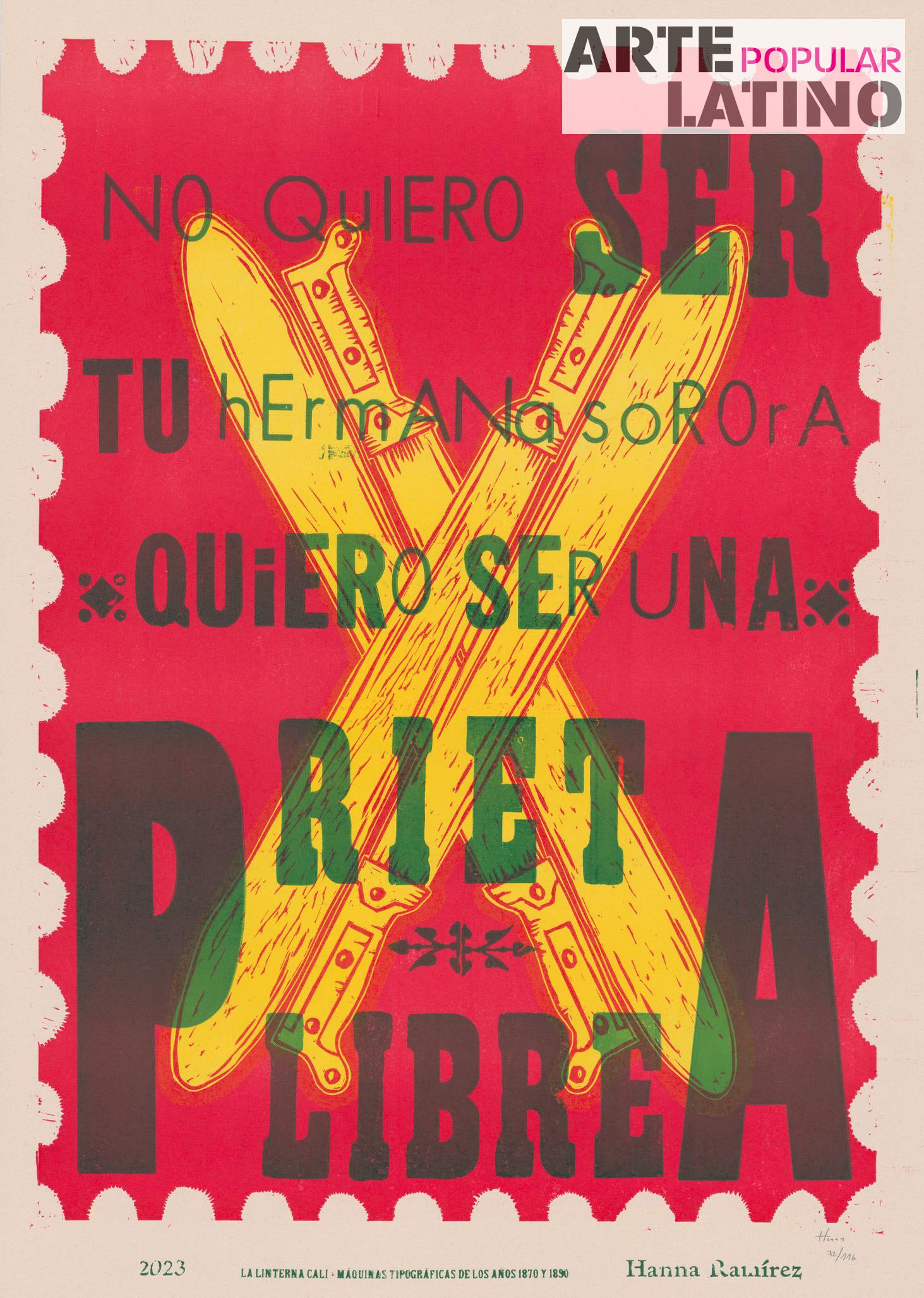 "No quiero ser tu hermana sorora...", Limited Linocut by Juntanza Danza, 2023