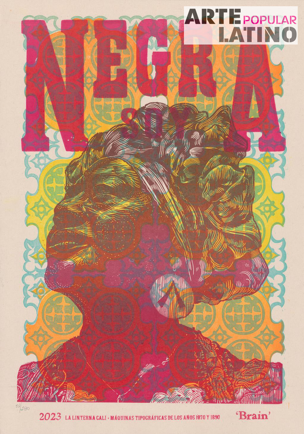 "Negra soy", Limited Linocut by Brain, 2023