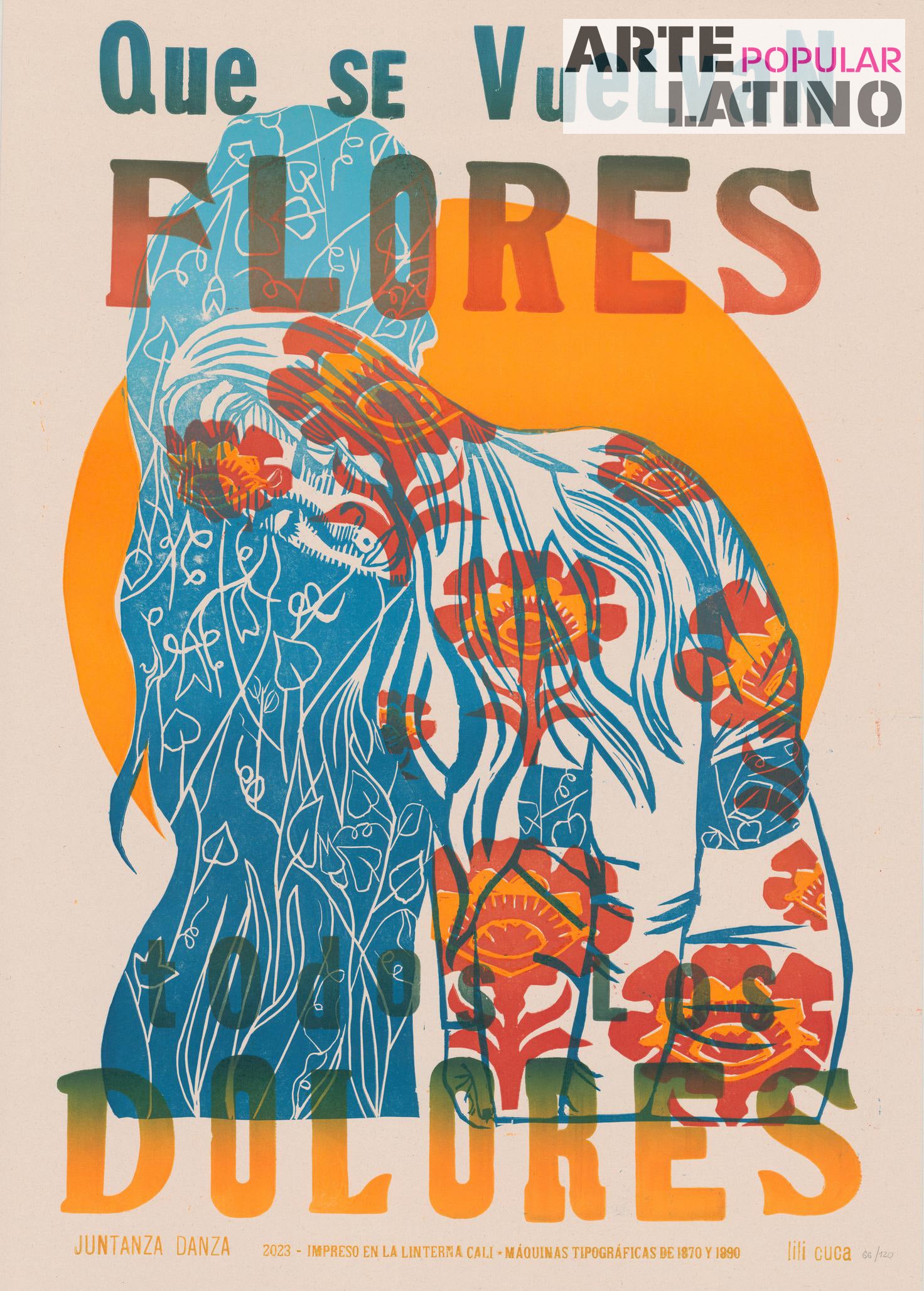 "Que se vuelvan flores todos los dolores", Limited Linocut by Juntanza Danza, 2023