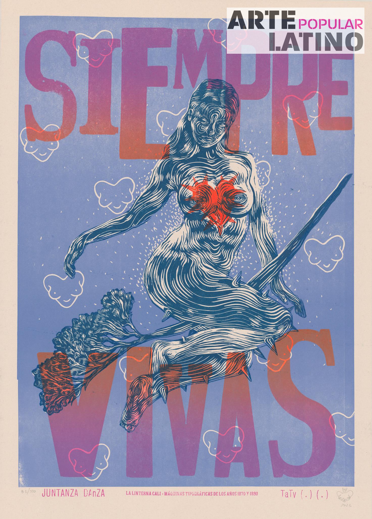 "Siempre vivas", Limited Linocut by Juntanza Danza, 2023