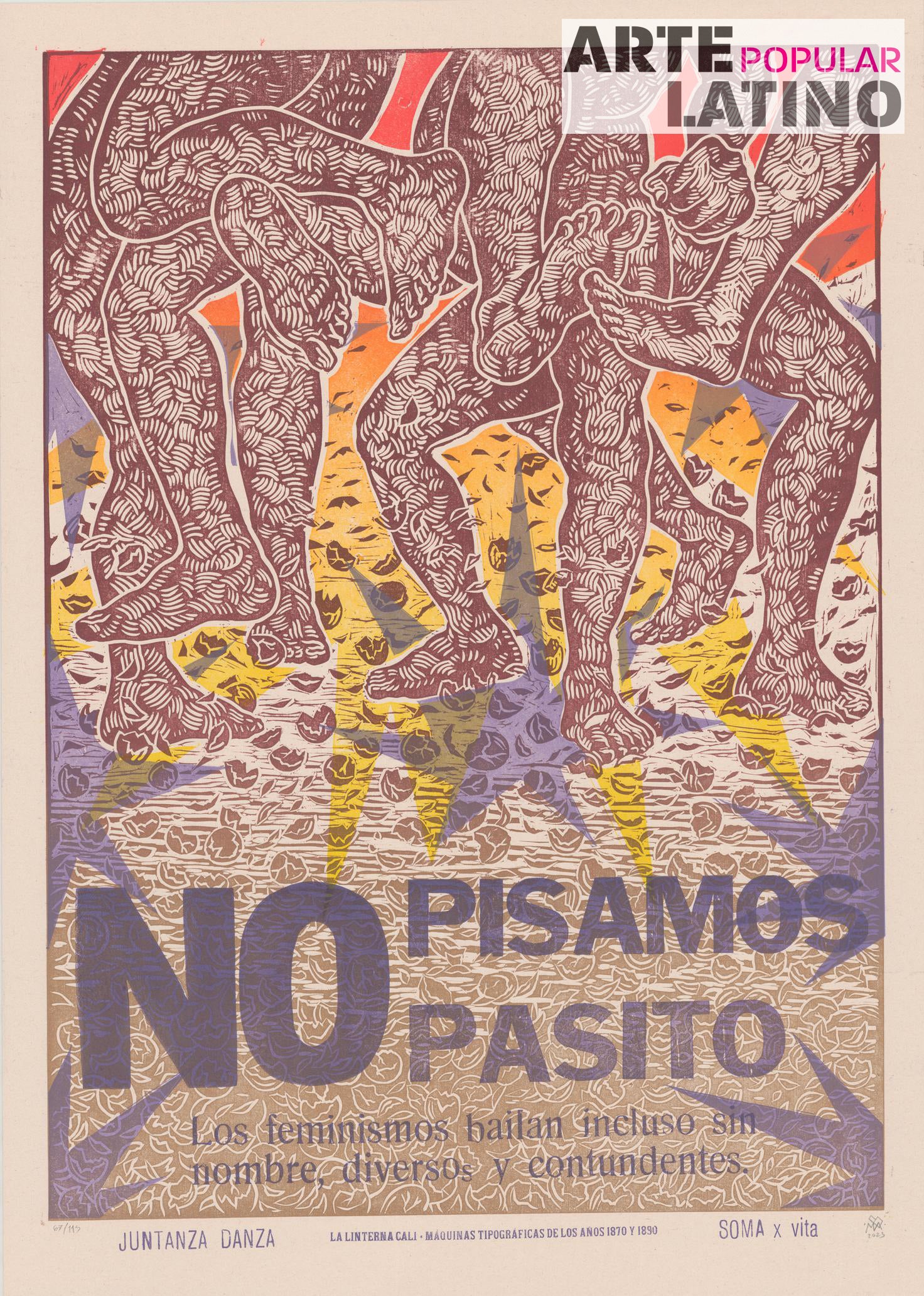 "No pisamos pasito", Limited Linocut by Juntanza Danza, 2023