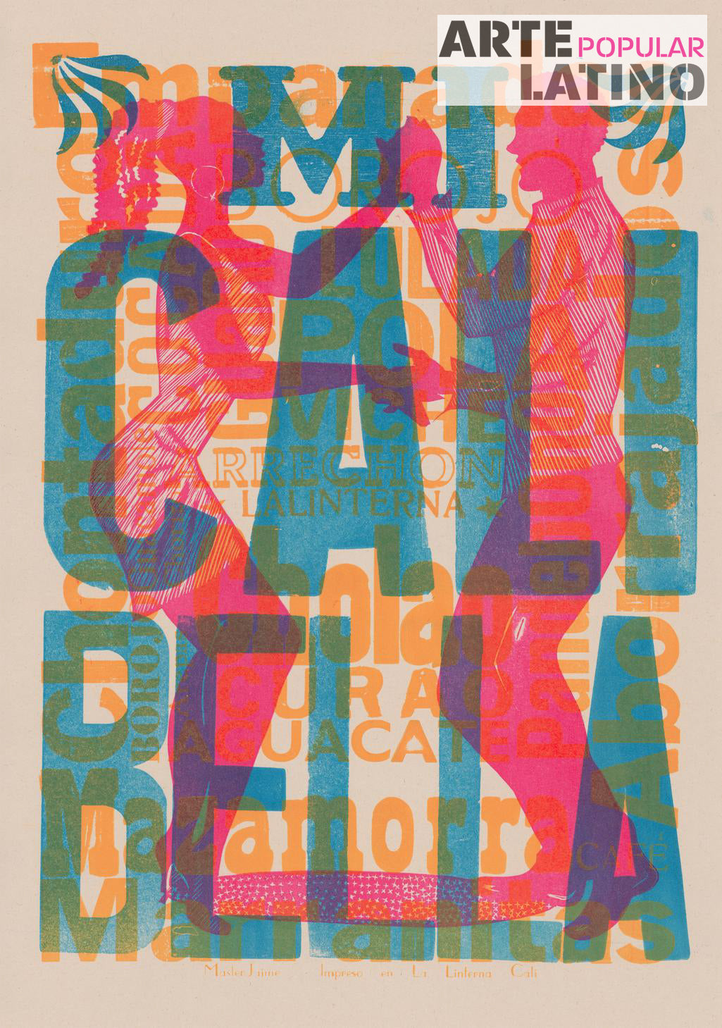 "Mi Cali Bella - bailarines", Open Linocut by MasterJaime, 2023