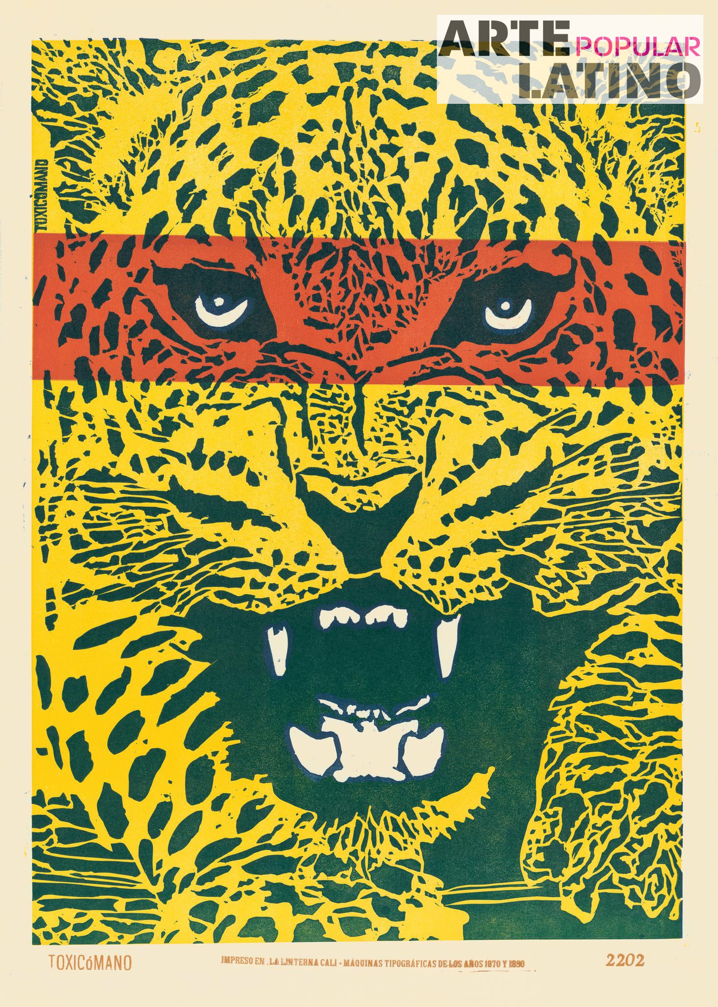 "Jaguar - orange", Open Linocut by Toxicómano Callejero, 2022