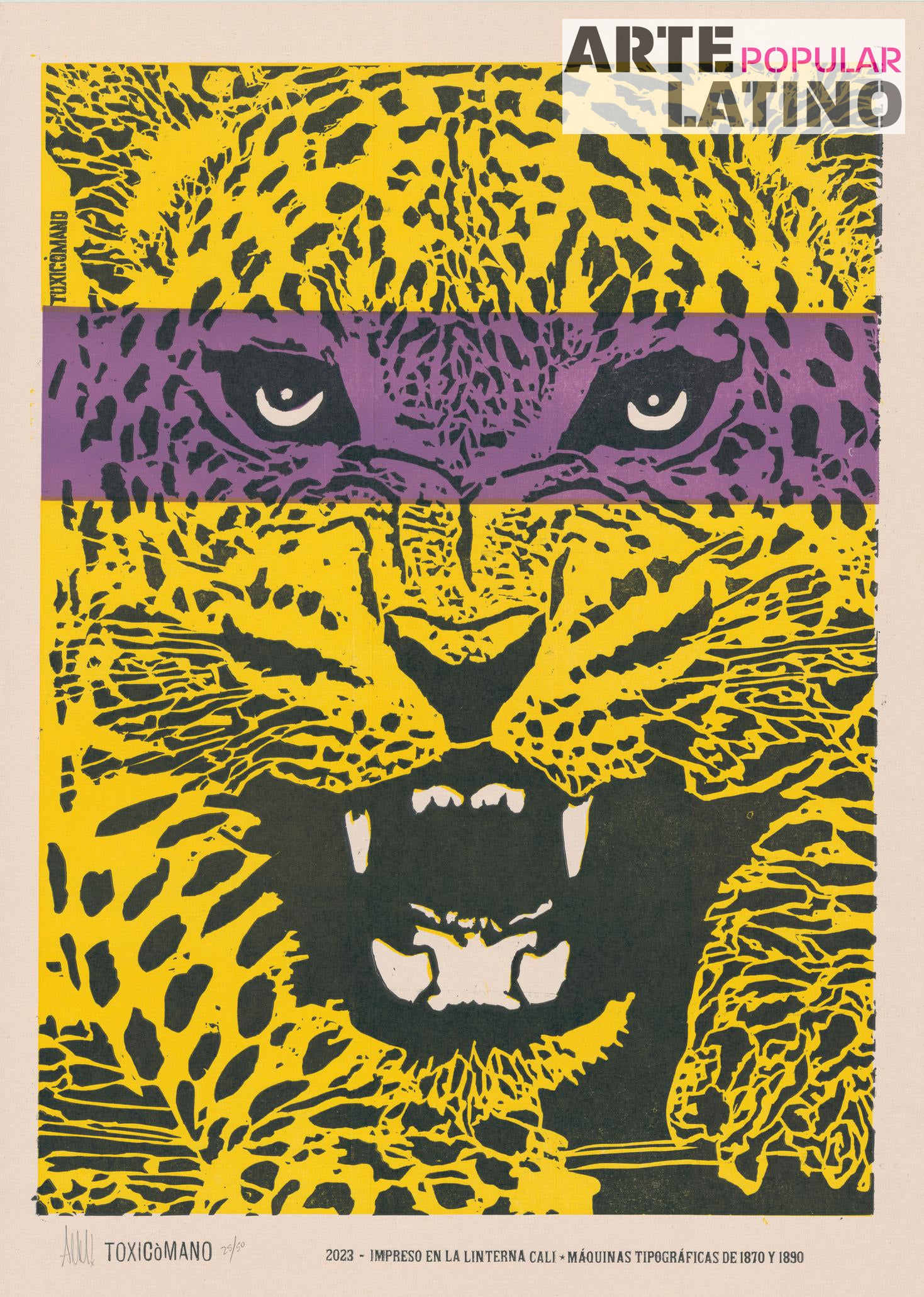 "Jaguar - purple", Limited Linocut by Toxicómano Callejero, 2023