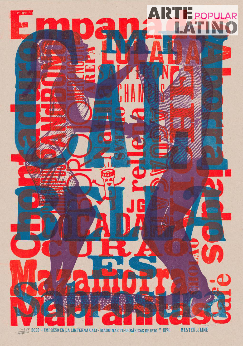 "Mi Cali bella es Sabrosura", Open Linocut by MasterJaime, 2023