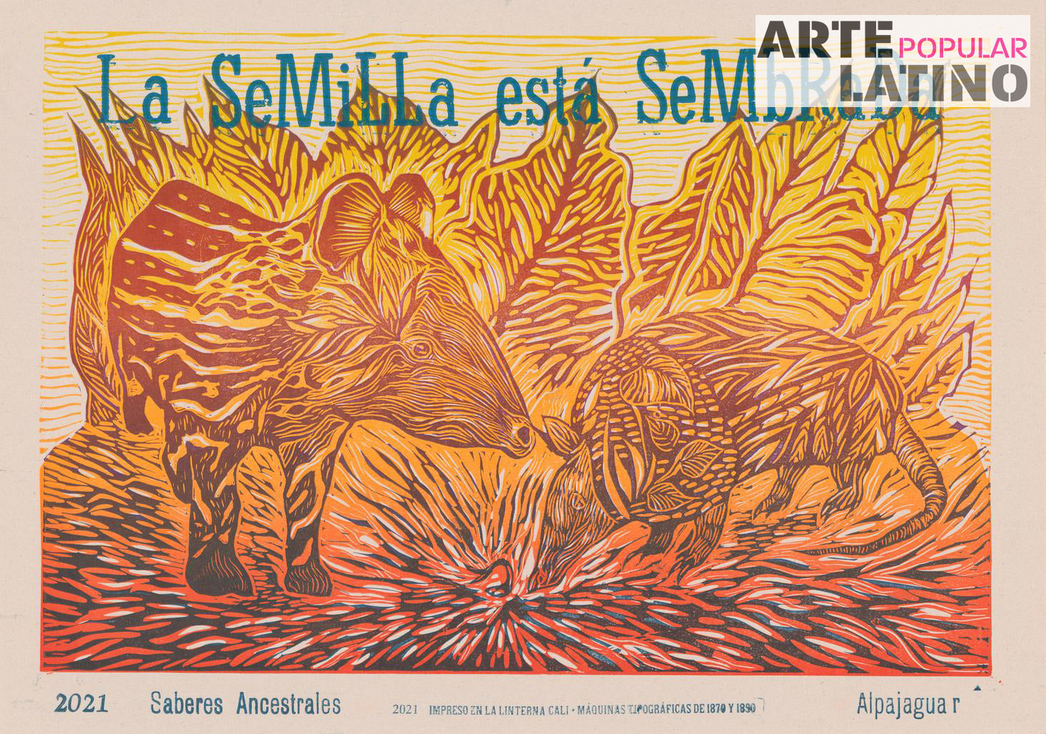 "La semilla está sembrada", Open Linocut by Alpajaguar, 2021