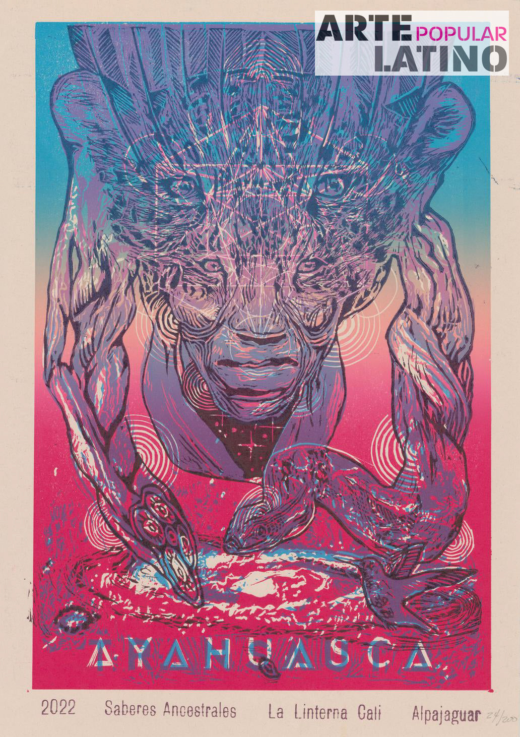 "Ayahuasca", Limited Linocut by Alpajaguar, 2022