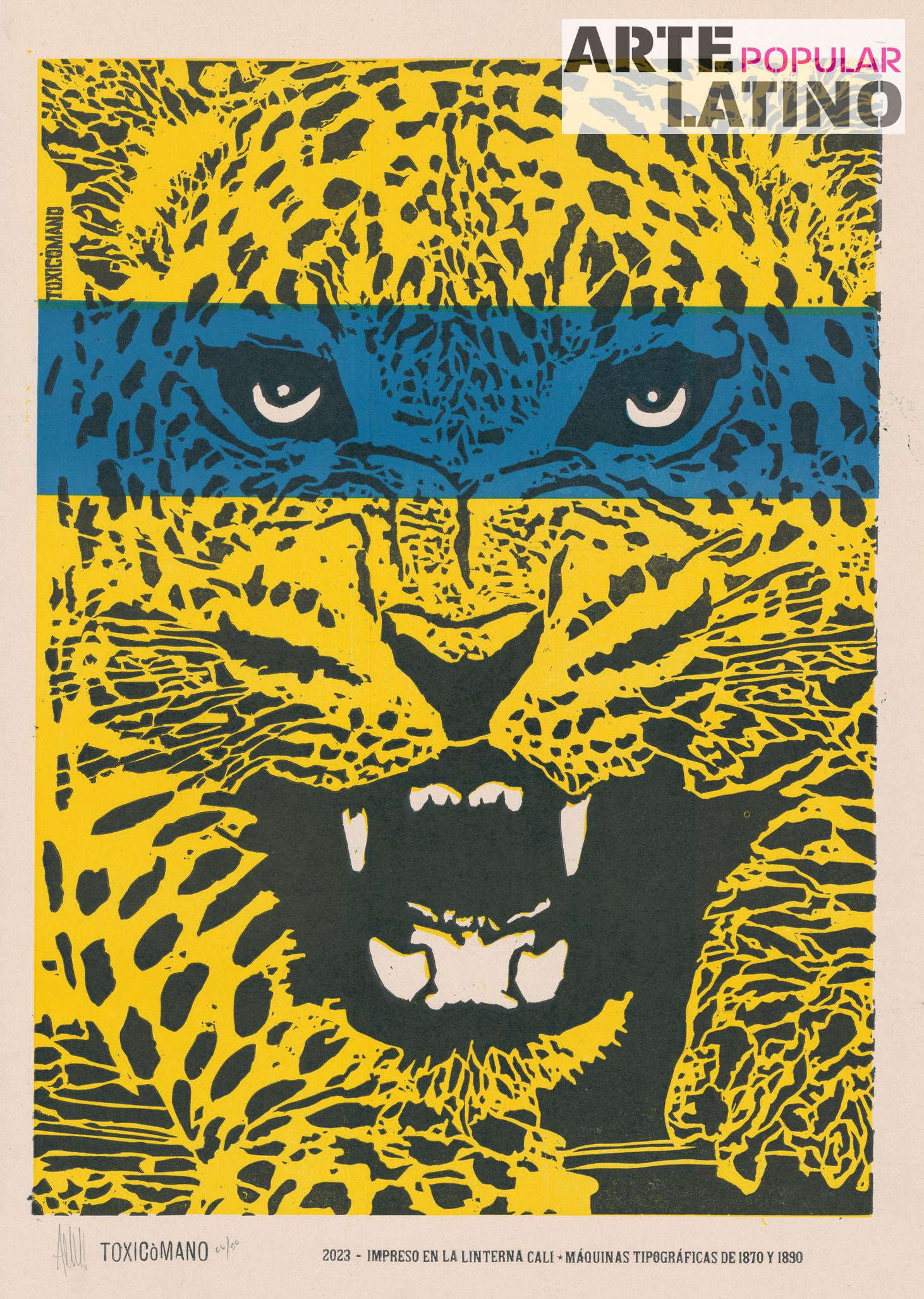 "Jaguar - blue", Limited Linocut by Toxicómano Callejero, 2023