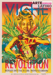 "VICHE REVOLUCIÓN - destilado ancestral...", Limited Linocut by ZECARRILLO, 2023