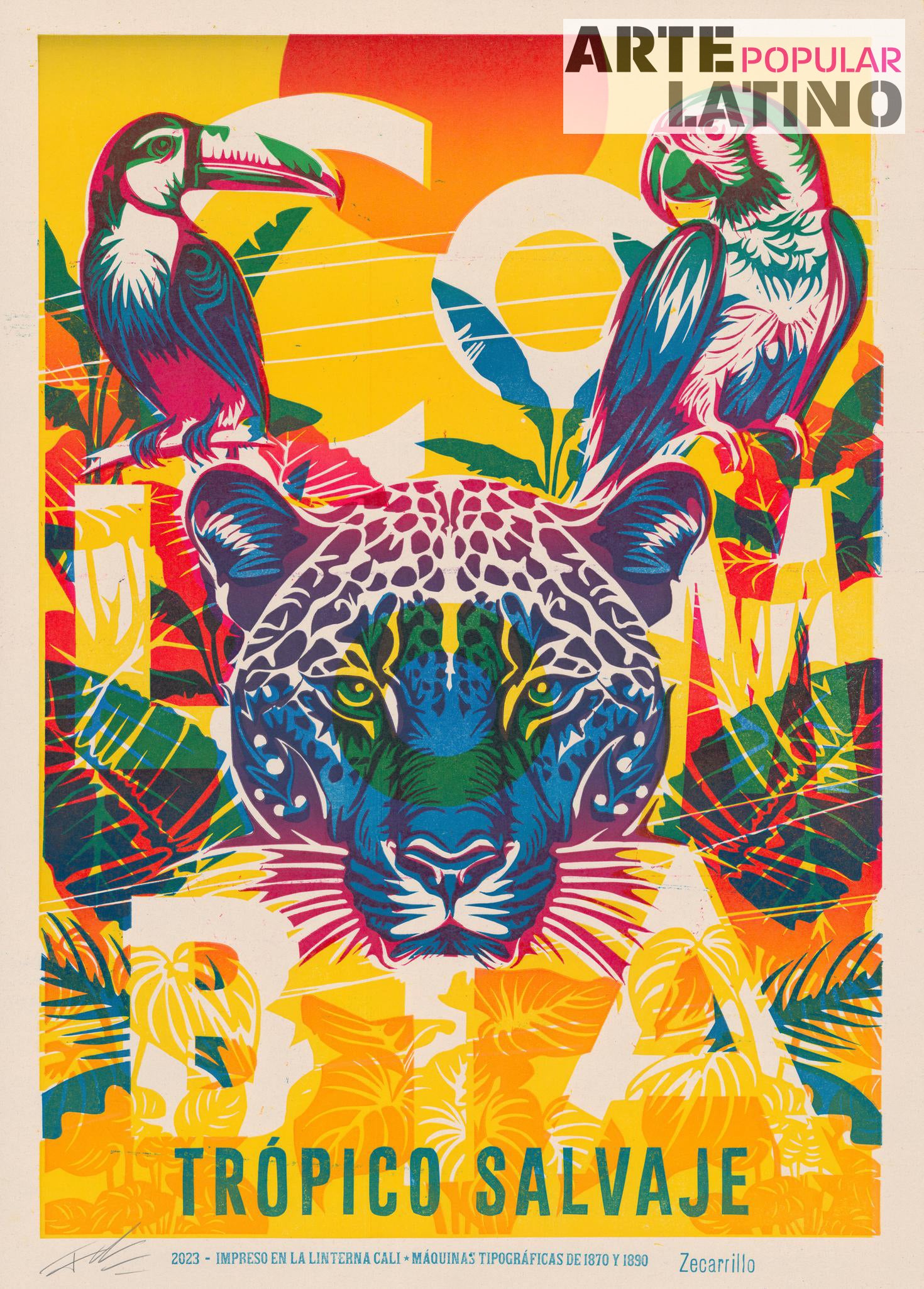 "Colombia trópico Salvaje B", Open Linocut by ZECARRILLO, 2023