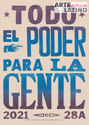 "Todo el Poder para la Gente", Open Linocut by La Linterna Cali, 2021