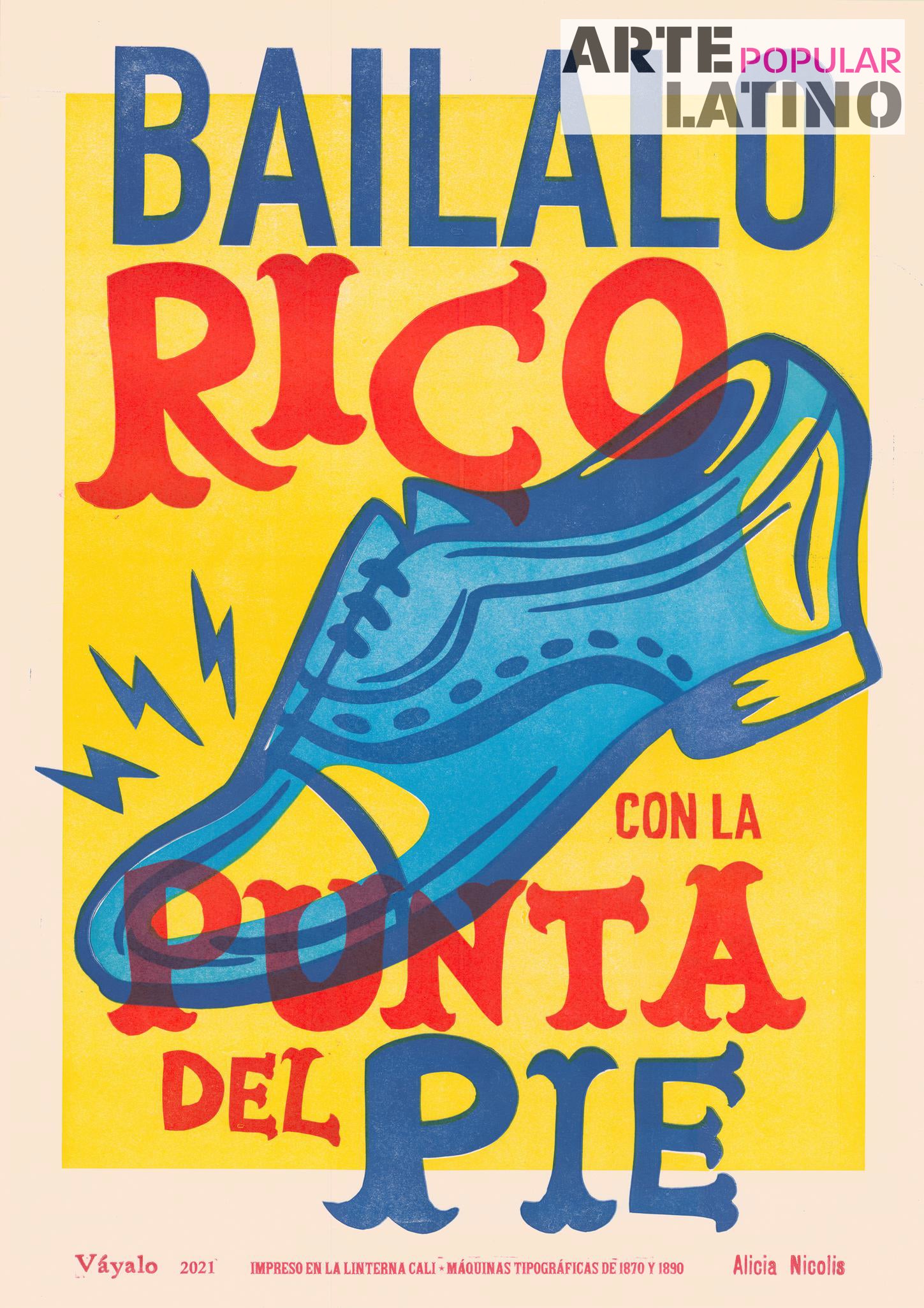 "Bailalo rico con la Punta del Pie", Open Linocut by Alicia Nicolis, 2021