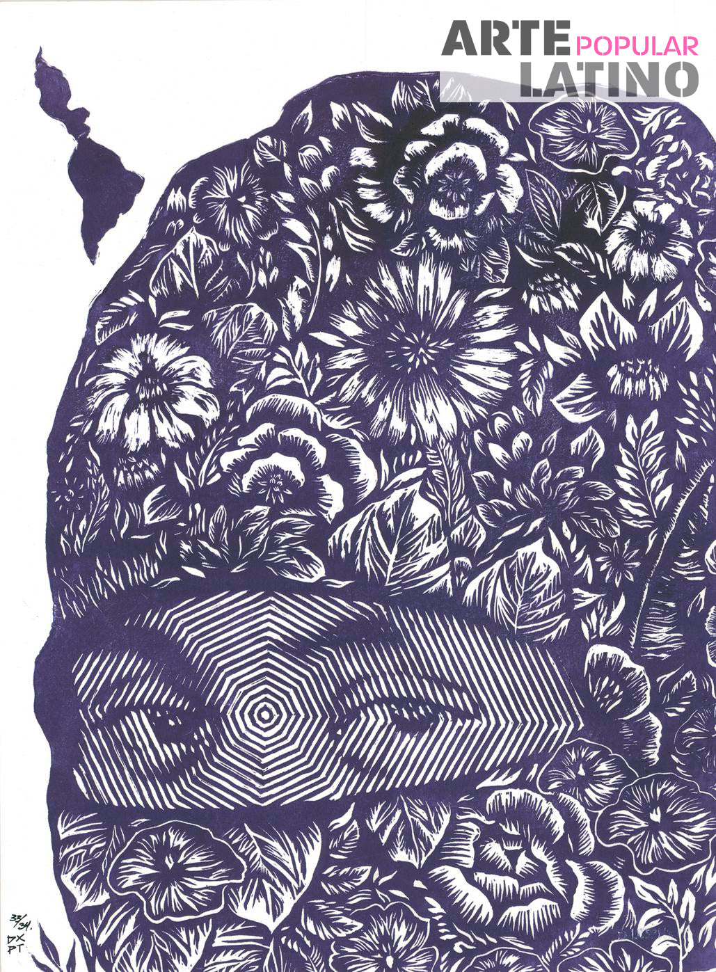 "Mirada Flores - white", Limited Woodcut by Dexpierte Colectivo, 2025