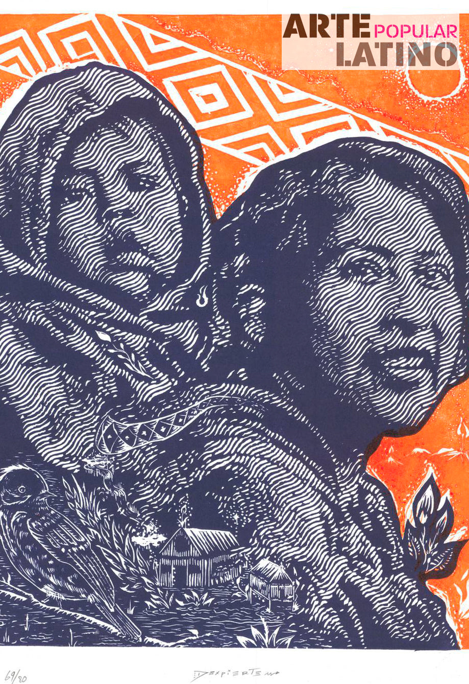 "Retrato Naranja - Azul", Limited Serigraphy by Dexpierte Colectivo, 2024