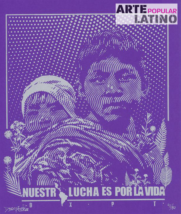 "Nuestra lucha es por la vida - Niños - violet", Limited Serigraphy by Dexpierte Colectivo, 2025