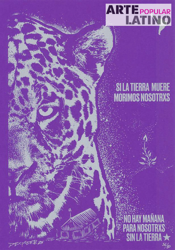 "Si la tierra muere, morimos nosotros - Jaguar - violet", Limited Serigraphy by Dexpierte Colectivo, 2025