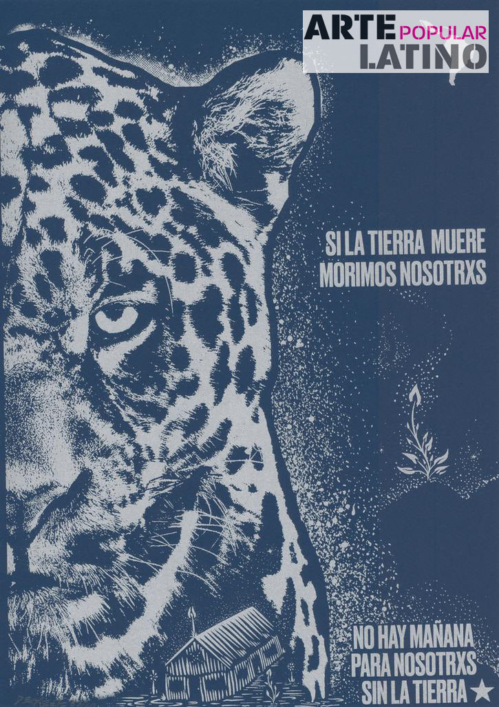 "Si la tierra muere, morimos nosotros - Jaguar - dark blue", Limited Serigraphy by Dexpierte Colectivo, 2025