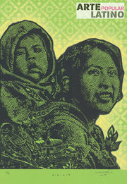 "Retrato Mujer con Niño - green", Limited Woodcut by Dexpierte Colectivo, 2025