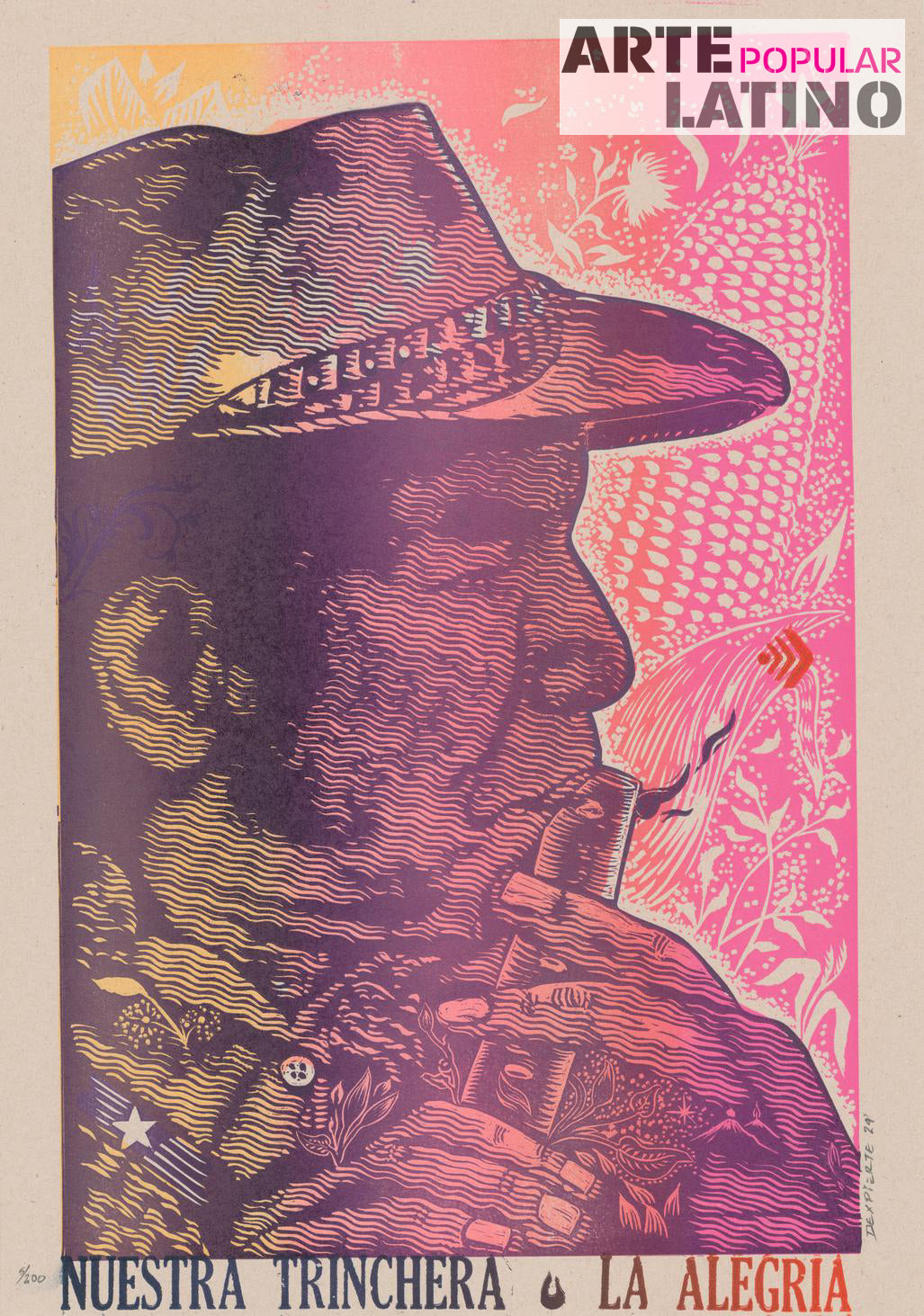 "Nuestra Trinchera la Alegría", Limited Linocut by Dexpierte Colectivo, 2024