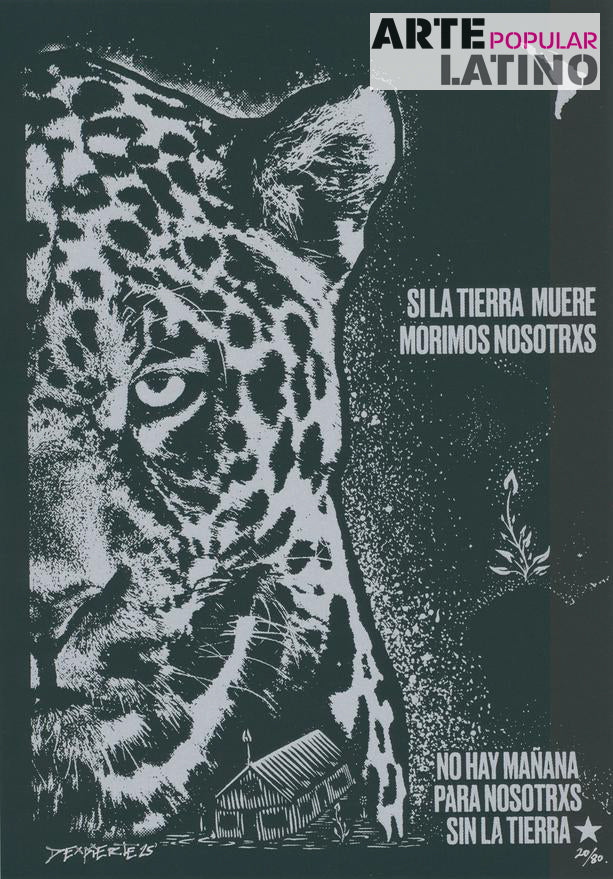 "Si la tierra muere, morimos nosotros - Jaguar - black", Limited Serigraphy by Dexpierte Colectivo, 2025