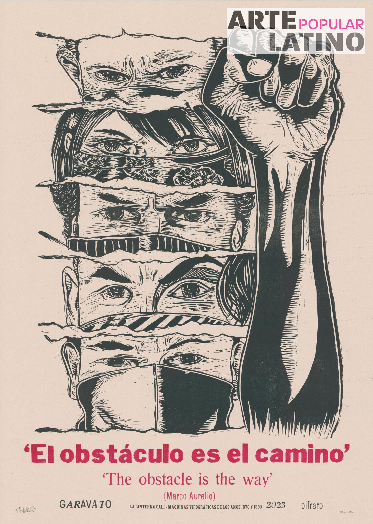 "El Obstáculo es el camino", Limited Linocut by Garavato, 2023