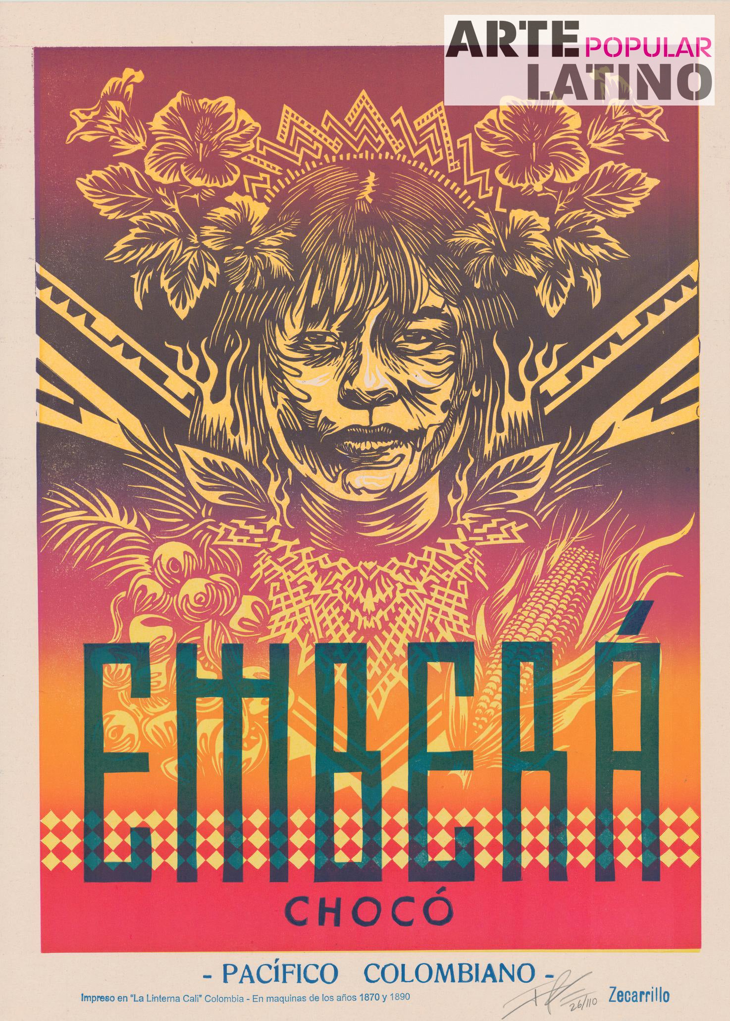 "Emberá", Limited Linocut by ZECARRILLO, 2023