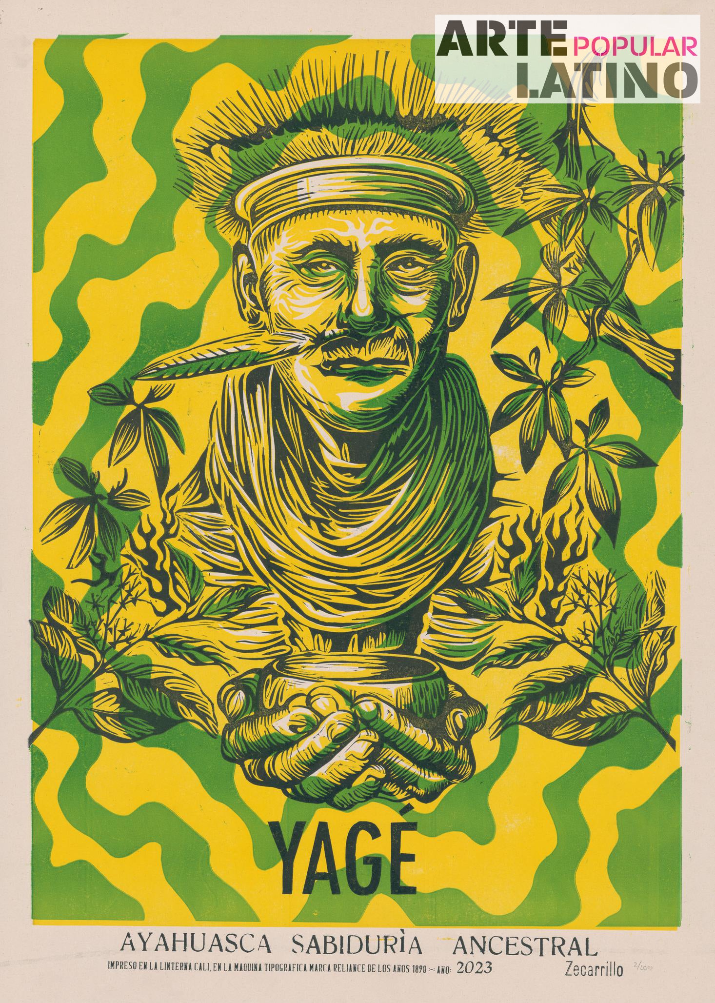 "Yagé", Limited Linocut by ZECARRILLO, 2023