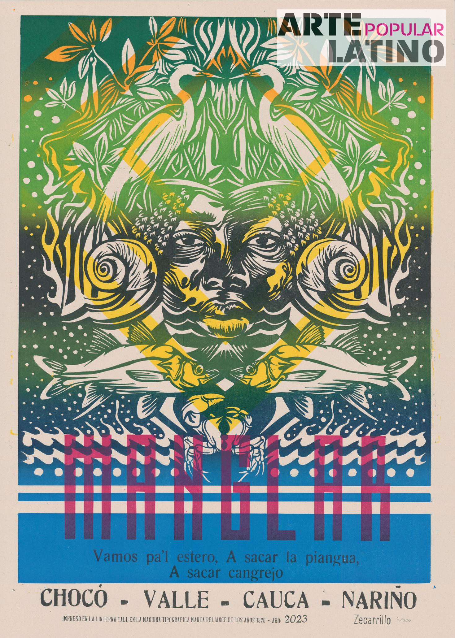 "Manglar", Limited Linocut by ZECARRILLO, 2023