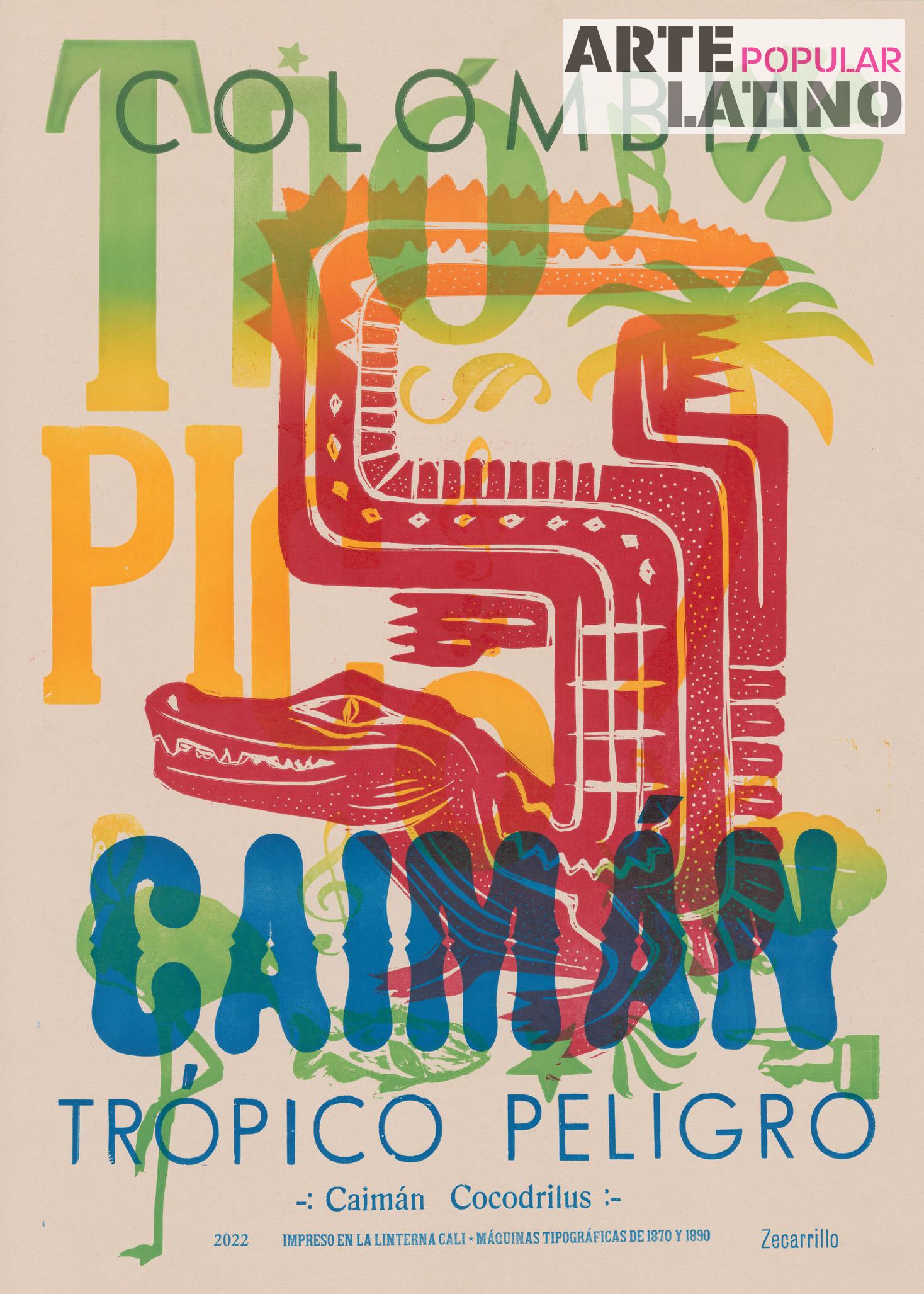"Trópico Caimán", Open Linocut by ZECARRILLO, 2022
