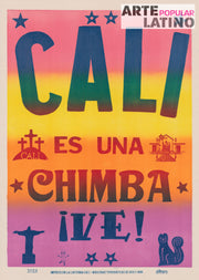 "Cali es una Chimba - color mix orange", Open Linocut by Olfraro, 2023