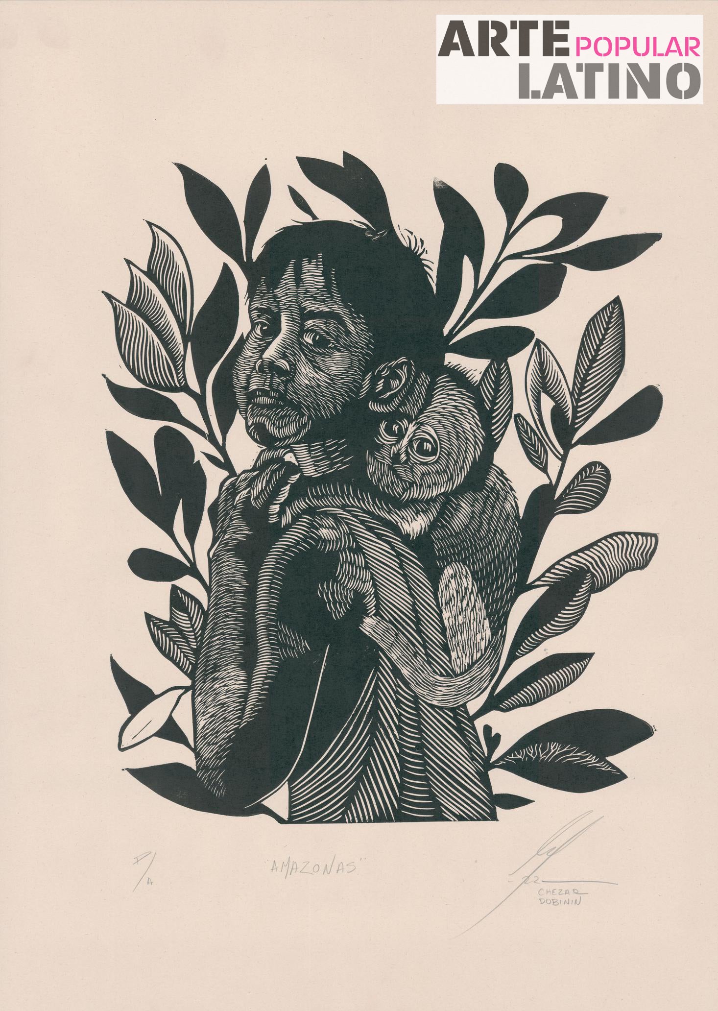 "Amazonas - Black & White Color Test", Limited Linocut by Chezar Dubinin, 2022