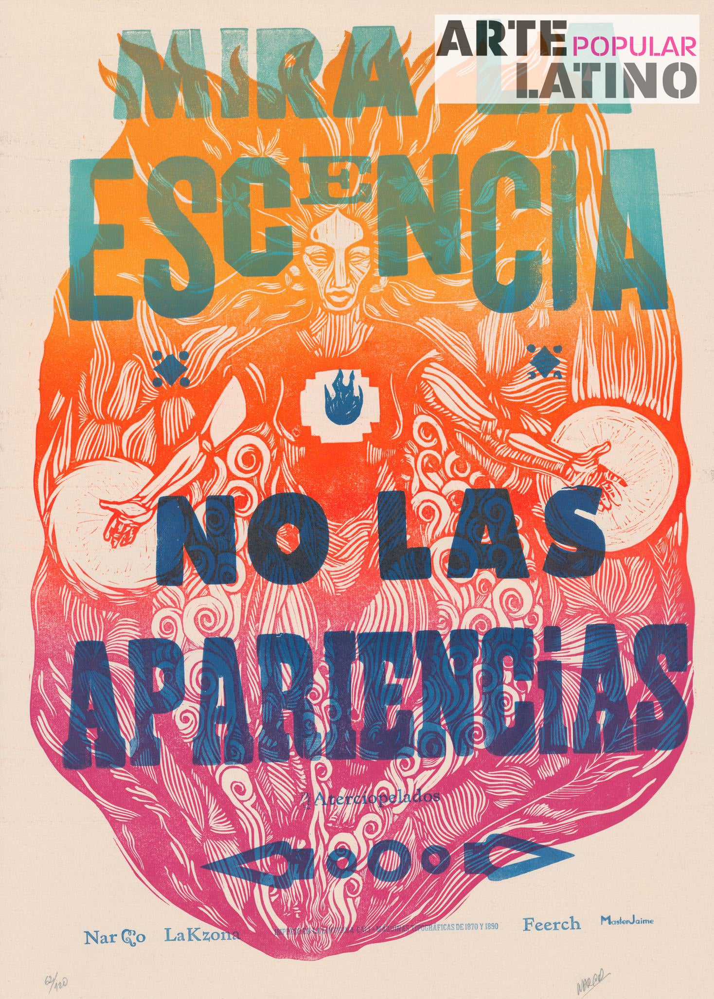 "Mira la Escencia no las Apariencias", Limited Linocut by NarCo, LaKzonn, Feerch & MasterJaime, 2022
