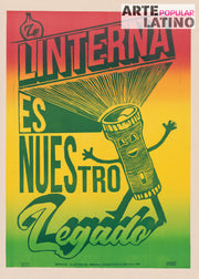 "La Linterna, nuestro Legado (red to green)", Limited Linocut by MART, 2021