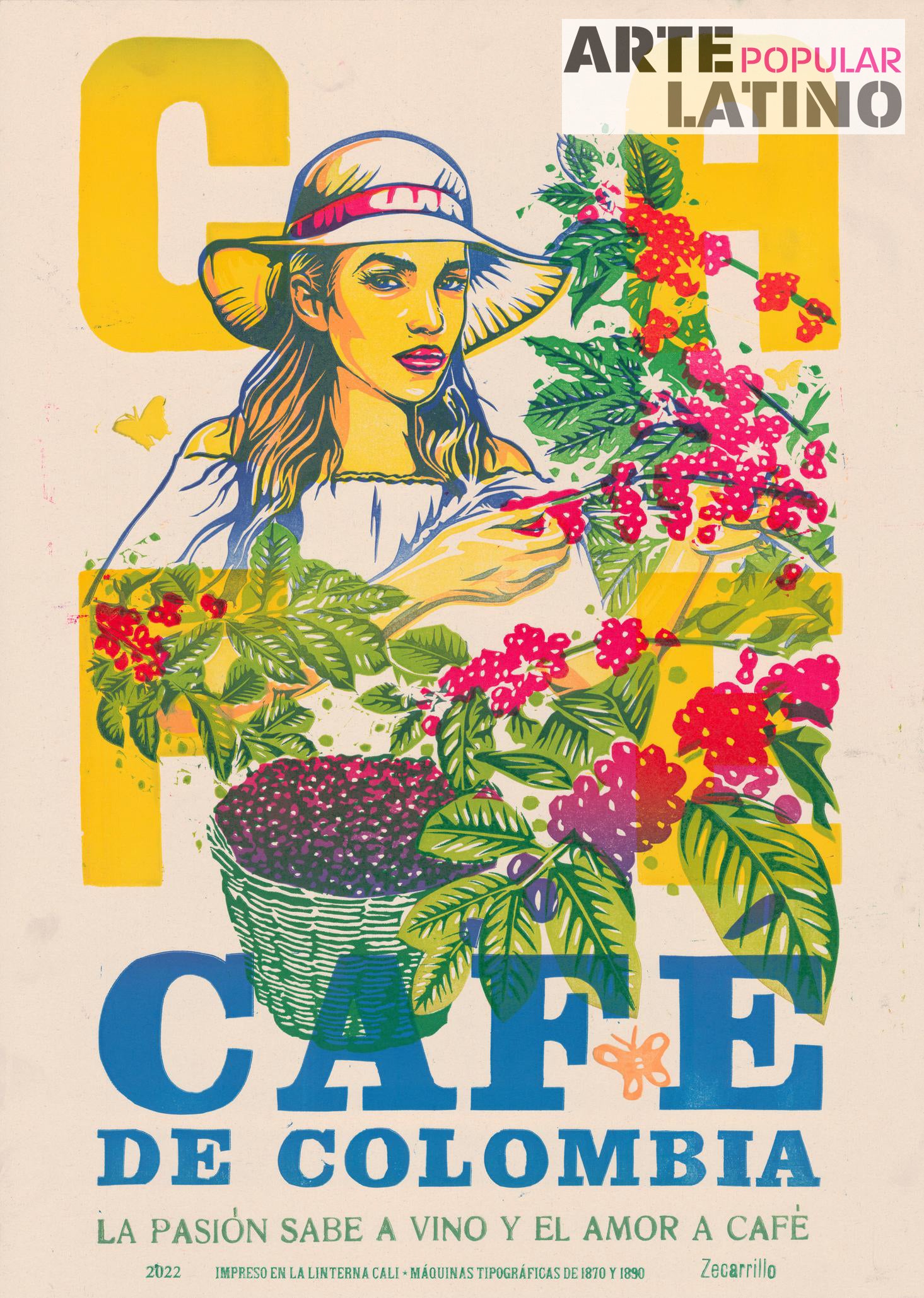 "Café de Colombia", Open Linocut by ZECARRILLO, 2022