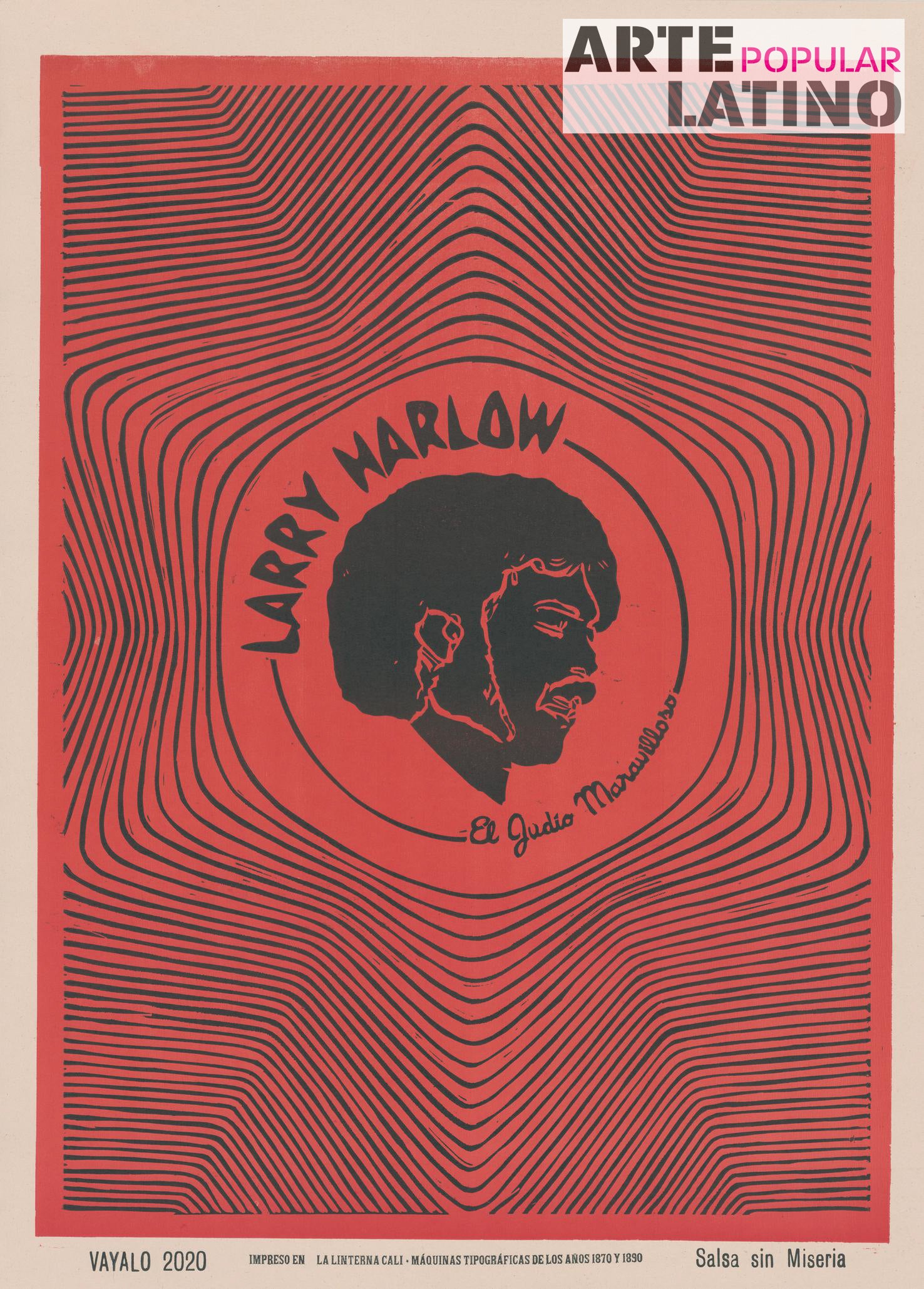 "Larry Marlow", Limited Linocut by VÁYALO & Salsa sin Miseria, 2020