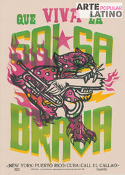 "Qué viva la Salsa Brava", Open Linocut by ZECARRILLO, 2021
