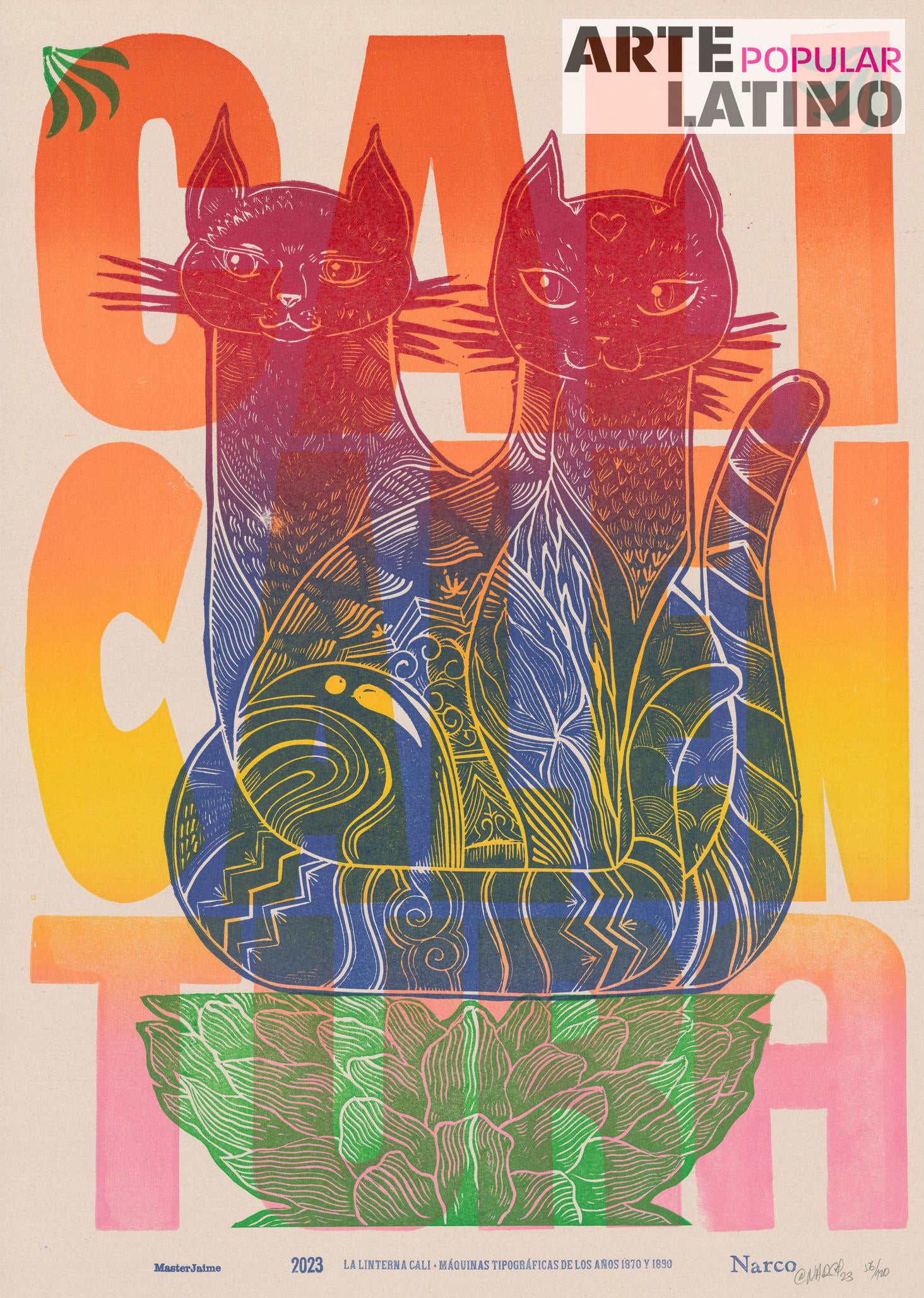 "Cali Calentura - Emblemas de Cali", Limited Linocut by NarCo, 2023