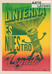 "La Linterna, nuestro Legado (green to red)", Limited Linocut by MART, 2021