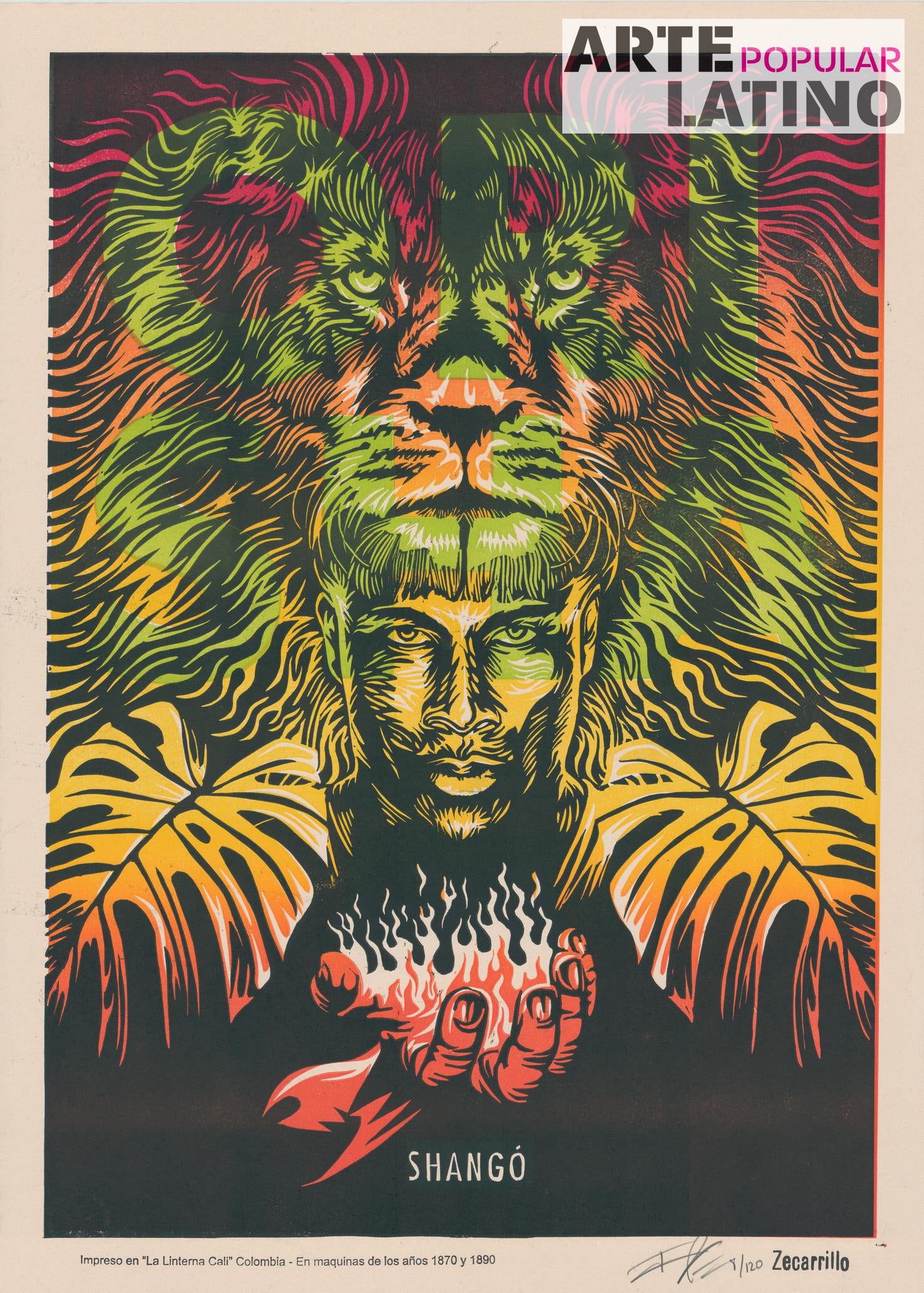 "Shangó", Limited Linocut by ZECARRILLO, 2023