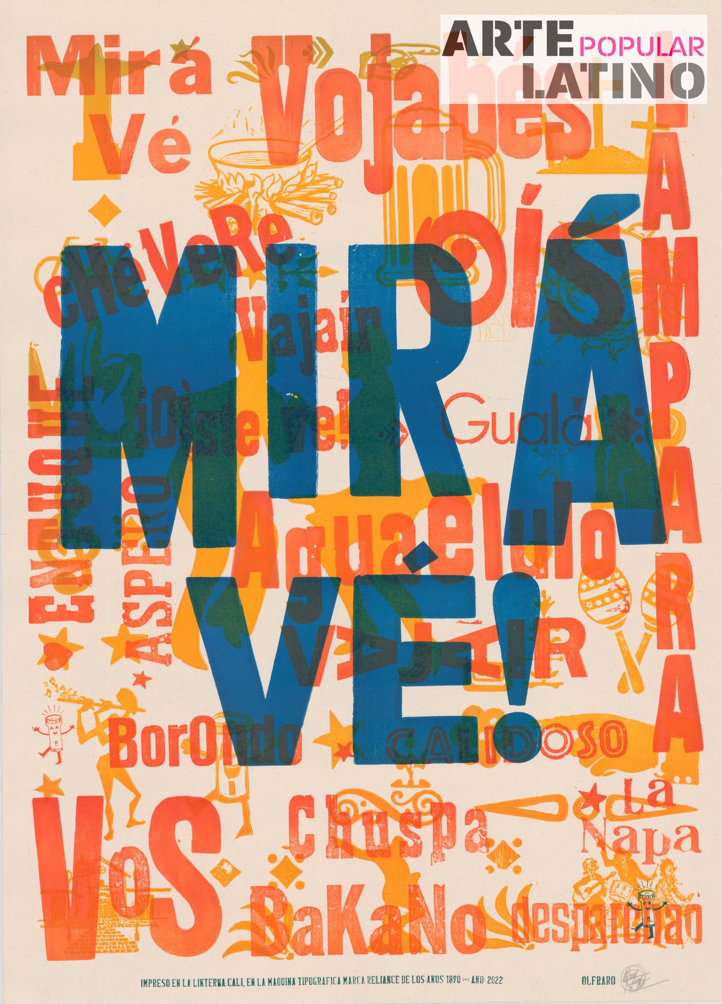 "¡Mirá Vé!", Open Linocut by Olfraro, 2022