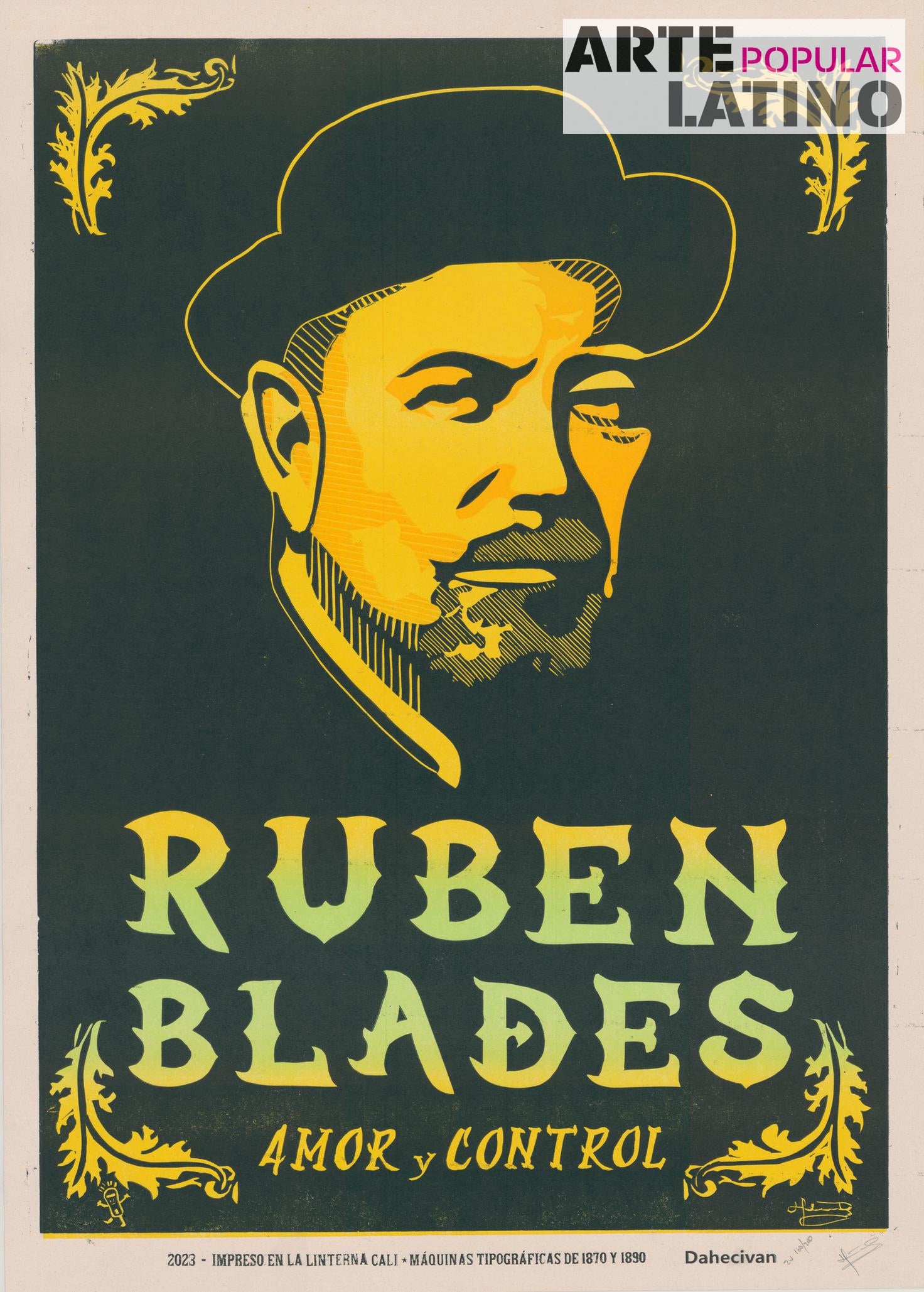 "Ruben Blades", Limited Linocut by Daheciván, 2023