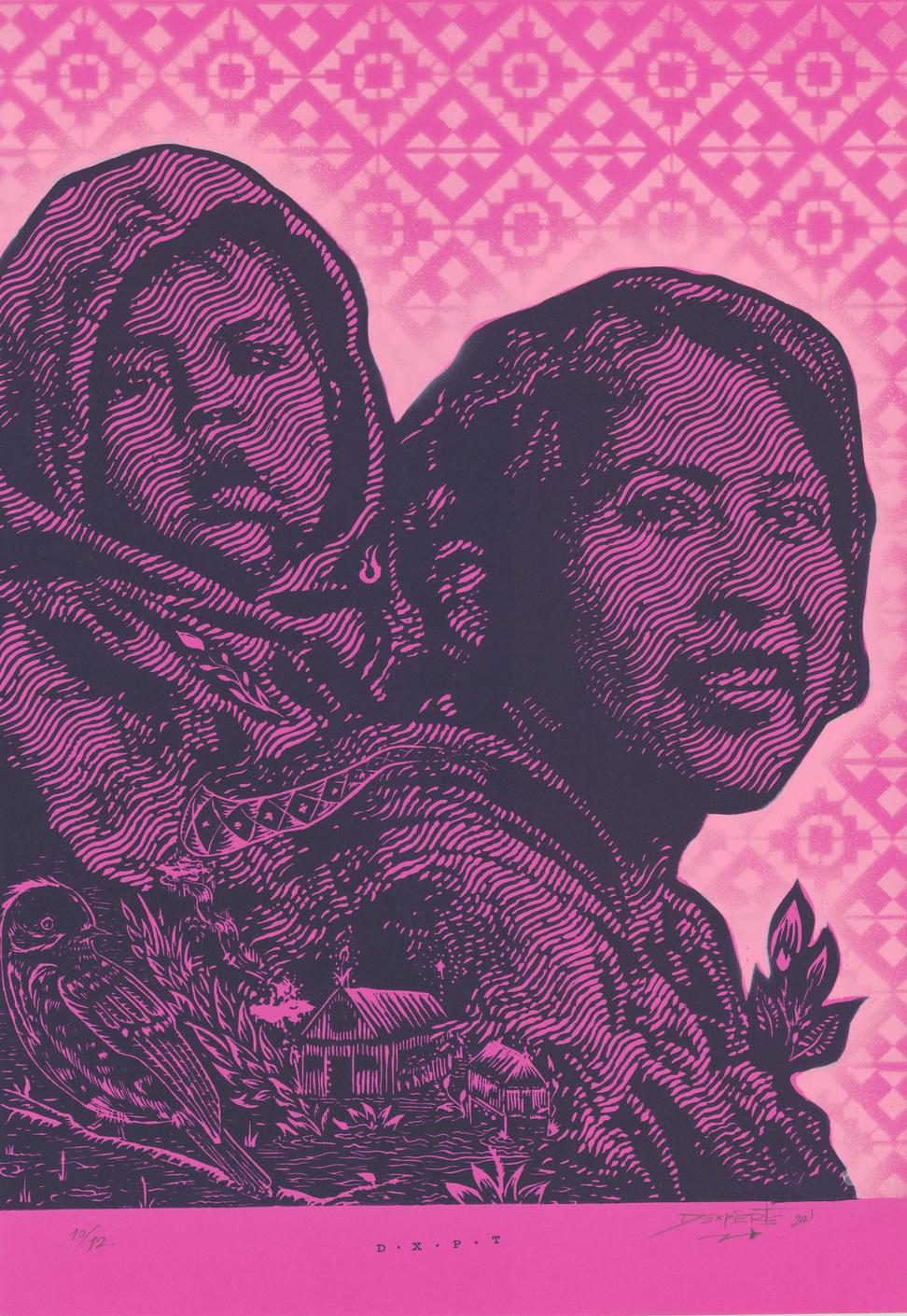 "Retrato Mujer con Niño - fuchsia", 2025