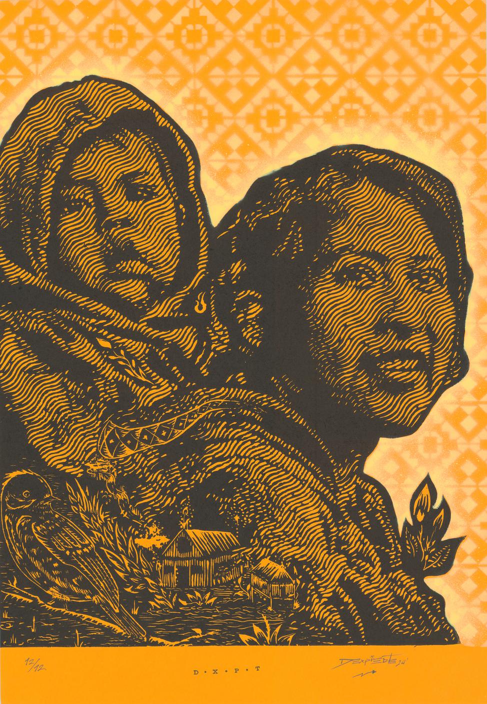 "Retrato Mujer con Niño - yellow", 2025