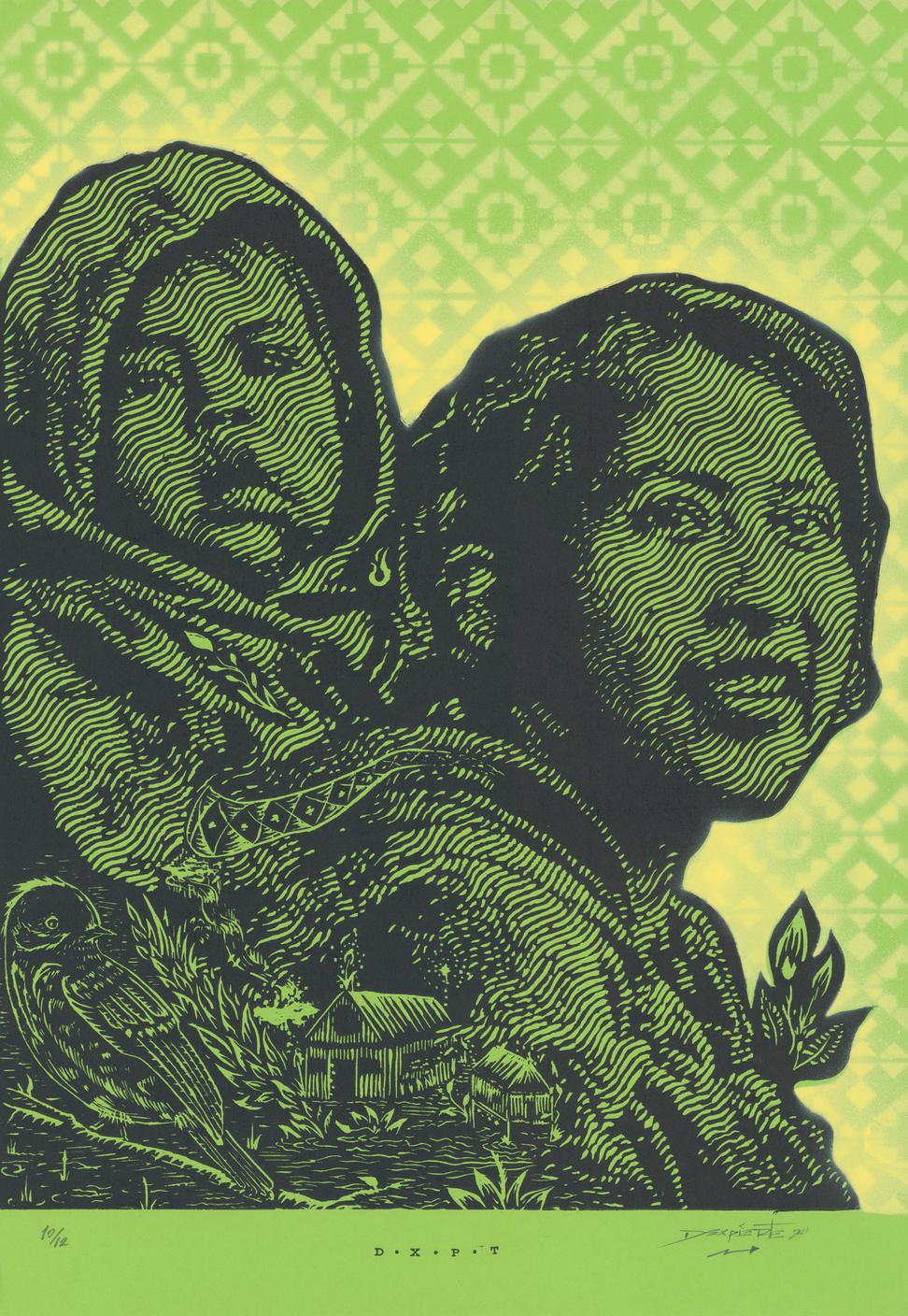 "Retrato Mujer con Niño - green", 2025