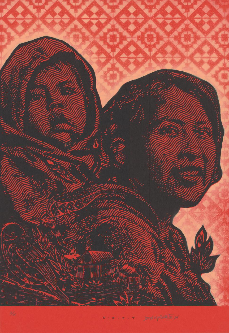 "Retrato Mujer con Niño - red", 2025